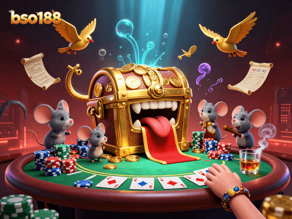Engage with bso188's exciting casino games through a captivating 3D illustration of a treasure chest lure.