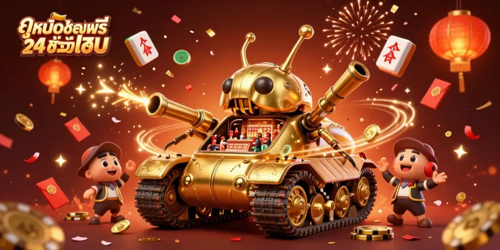 Engaging and colorful illustration for ดูหนังออนไลน์ฟรี 24 ชั่วโมง showcasing a unique casino-themed beetle tank.