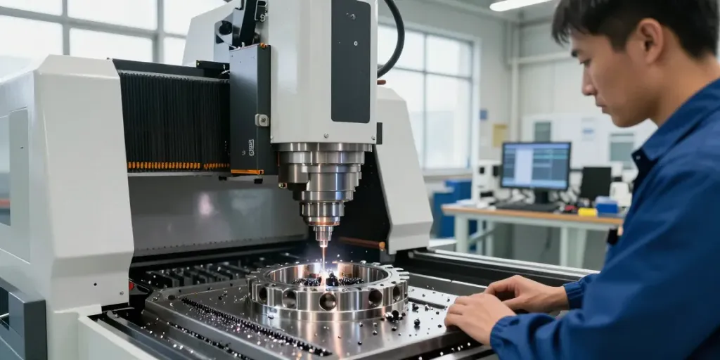 Leading aerospace CNC parts manufacturers in a high-tech machining workshop.