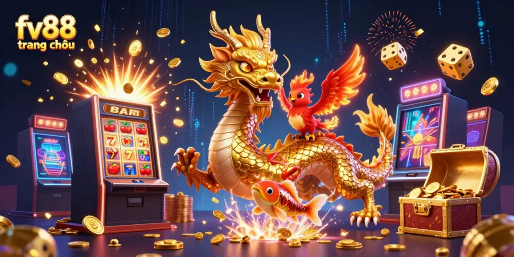 Experience the exciting world of fv88 trang chủ with vibrant casino elements and dynamic characters.