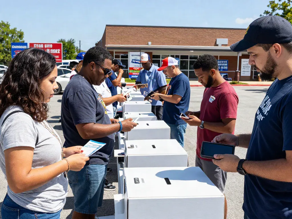 Voters engaging at a polling location, you could check here for registration details.