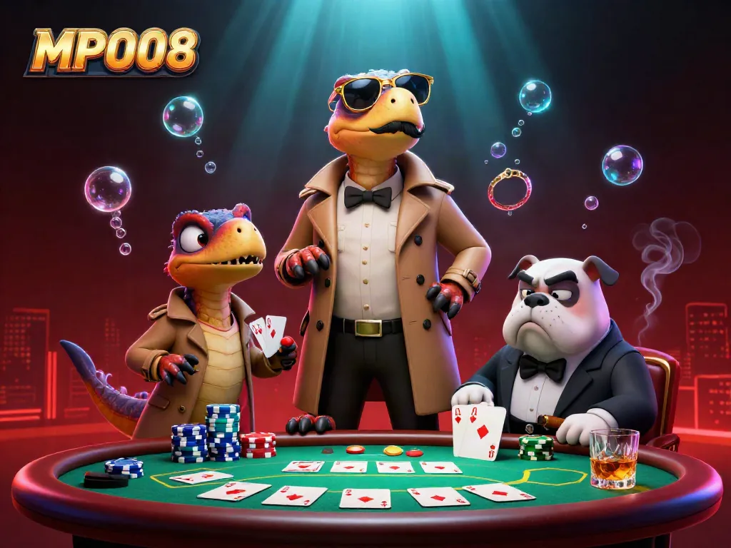 Experience thrilling online gaming at MPO08 with dynamic casino raptors and poker action in a vibrant setting.