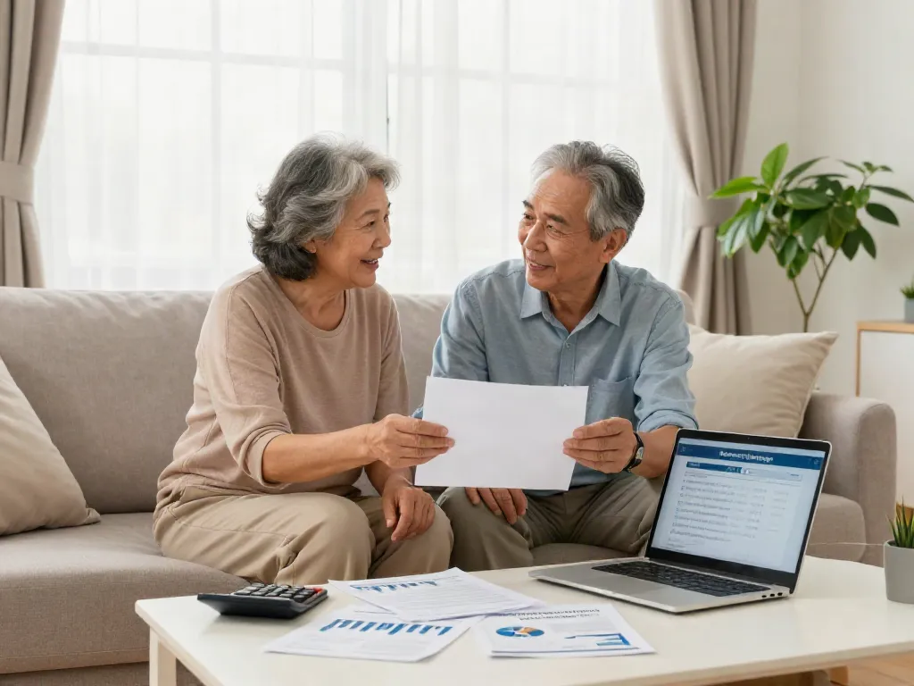 Couple discussing which banks offer reverse mortgages in Australia in a cozy living room.