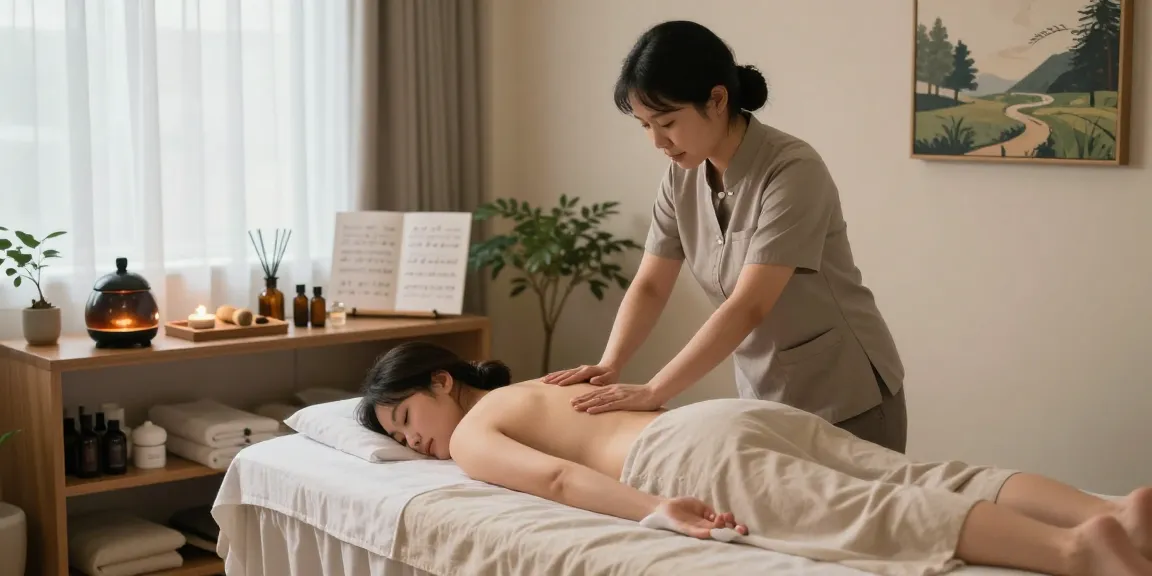 Relaxing 김포출장마사지 session in serene therapy room with calming atmosphere.