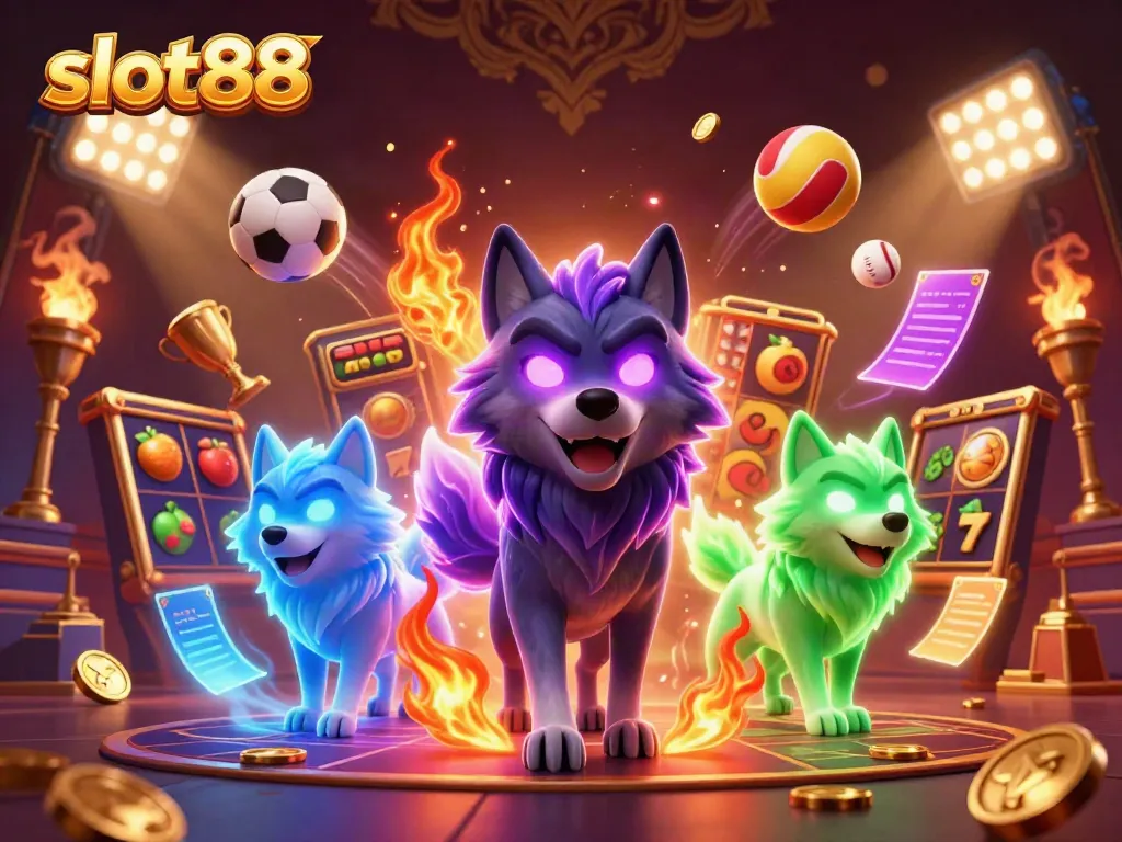 Engage with slot88's thrilling gameplay featuring wolf characters, jackpot reels, and dynamic sports elements.