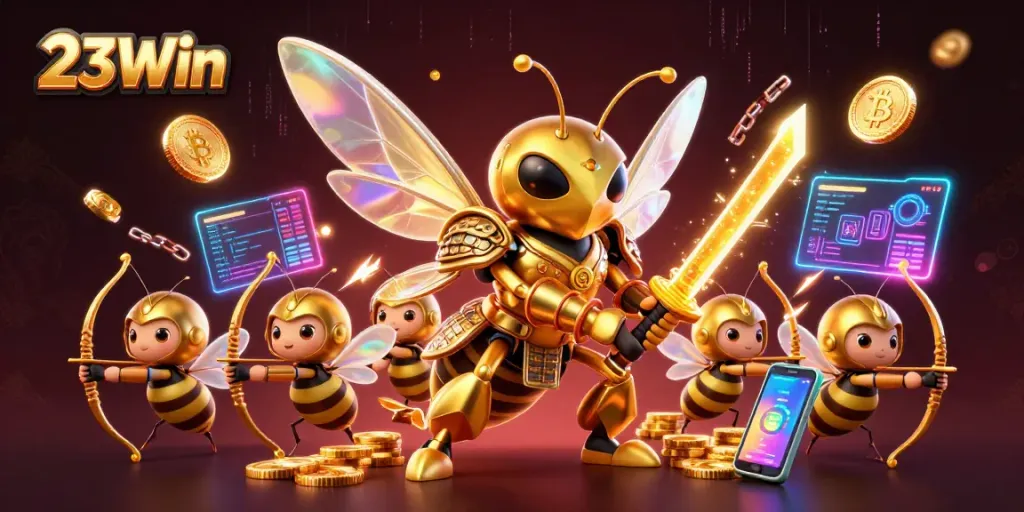 Engage with 23Win's immersive casino experience, featuring cartoon characters in action.