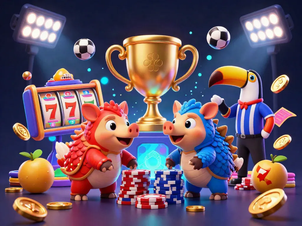 Experience thrilling action with slot resmi in a vibrant, energetic 3D scene featuring rival pangolins and slot game elements.