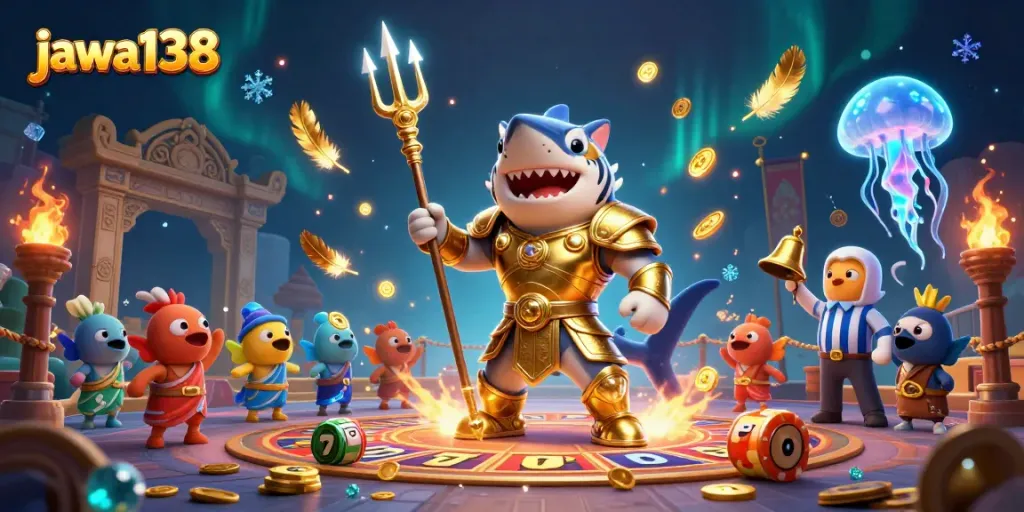Experience excitement with jawa138 slot games featuring a 3D tiger shark in a vibrant colosseum atmosphere.