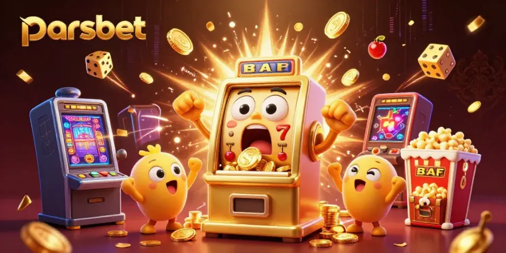 Parsbet ile jackpot kazanan şanslı slot makinesi animasyonu.