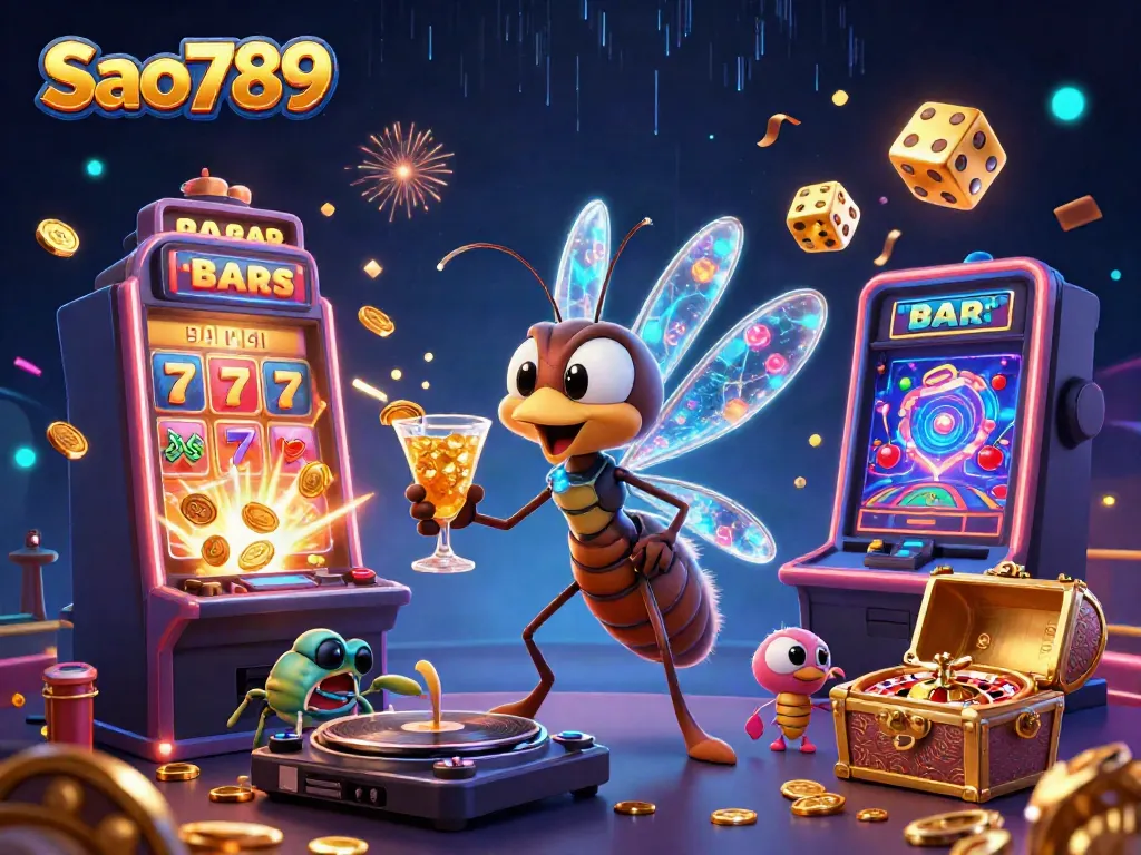 Engaging Sao789 casino scene with lively characters, golden roulette, and exciting gaming elements.