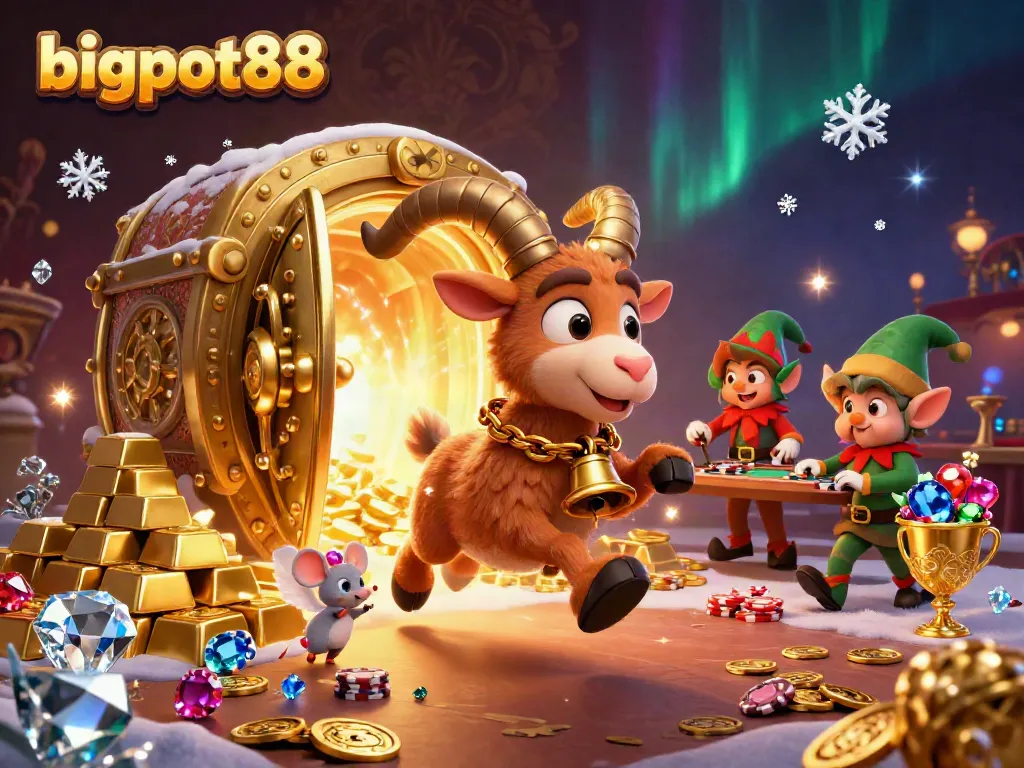 bigpot88 menampilkan ilustrasi kasino yang dipenuhi keceriaan dan kegembiraan dengan elemen ramai.