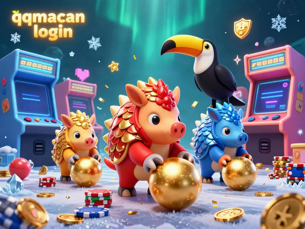 Engage in thrilling gameplay with the vibrant qqmacan login illustration, featuring rival pangolins and casino elements