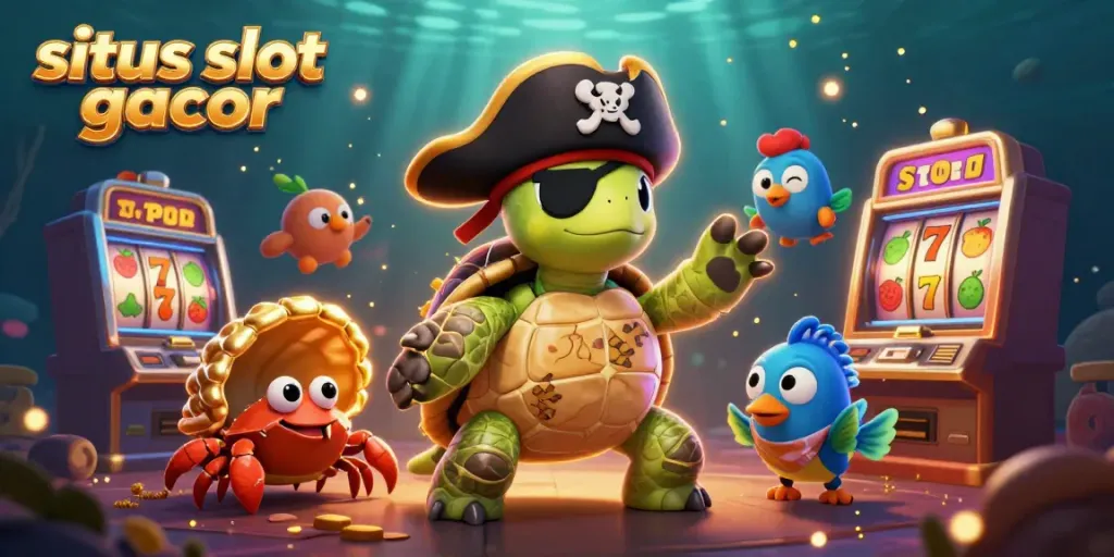 Menangkan jackpot di situs slot gacor dengan kura-kura bajak laut dan sahabatnya bermain mesin slot.