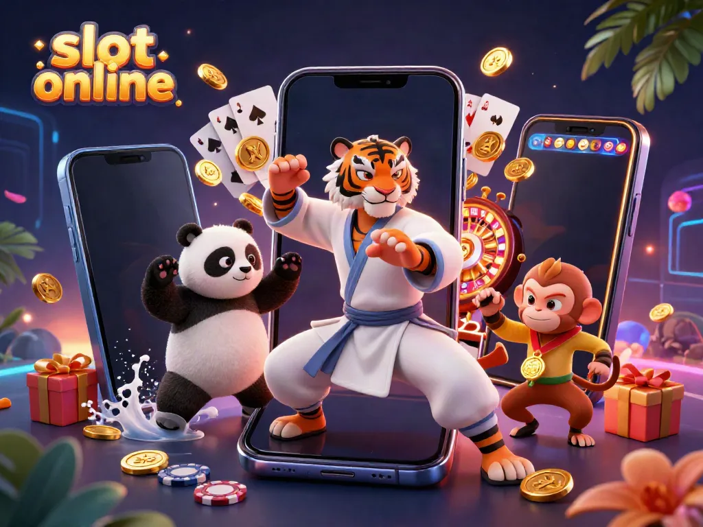 Witness vibrant gameplay and excitement with slot online, featuring colorful slot machines and lively characters.