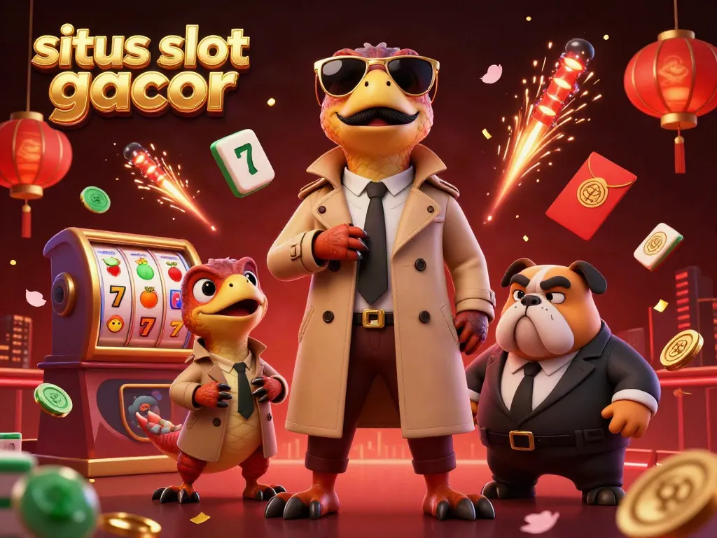 Experience situs slot gacor thrills with cartoon raptors entering a VIP casino.