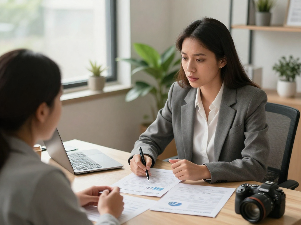 Credit consolidation discussion in a calming financial counseling office