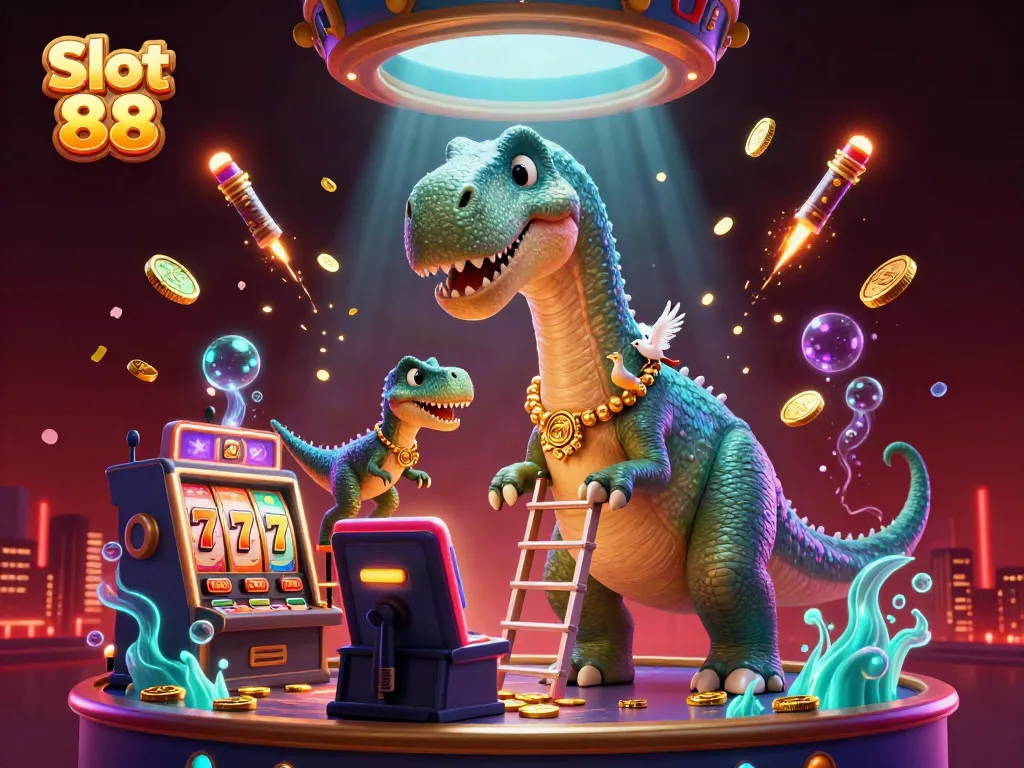 Experience Slot 88's breathtaking slot machine action with dynamic scenes of colorful coins and characters.