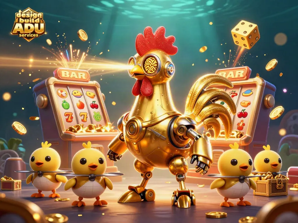 The illustration represents design build ADU services' vibrant theme, showcasing engaging characters in a casino setting.