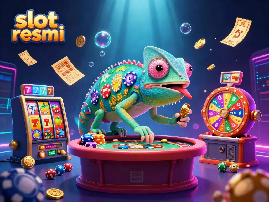 Navigate the exciting world of slot resmi with vibrant characters and elements in a dynamic casino scene.