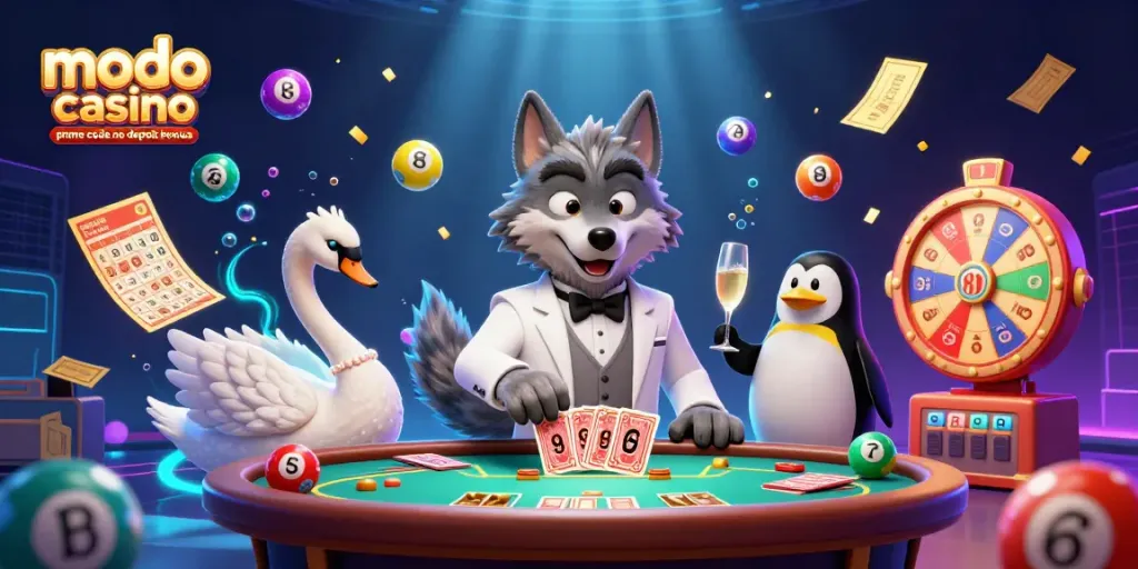 Win with the modo casino promo code no deposit bonus featuring a playful casino scene with elegant characters and rich visuals.