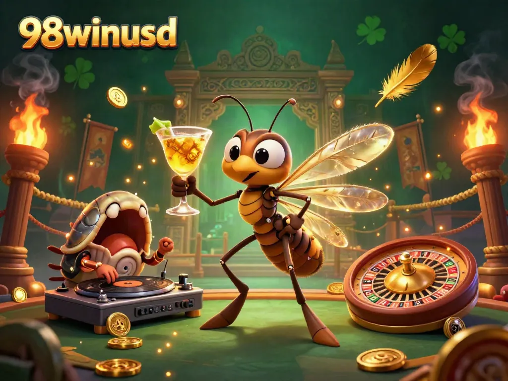 Experience thrilling casino action with 98winusd, showcasing a unique 3D scene of vibrant characters.